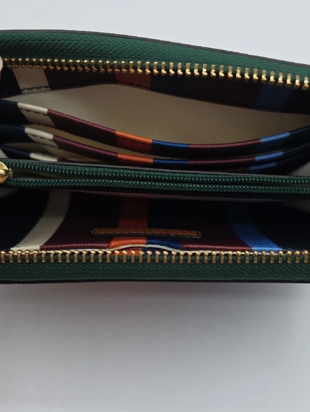 Tory Burch Navy Multicolor Stripe Zip Wristlet